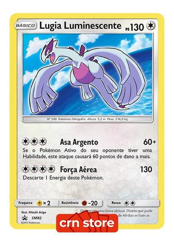 Carta Pokémon Lendário Lugia Luminescente Sol E Lua 82